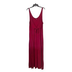 So Women's Tie Front Jersey Knit Sleeveless Maxi Dress Burgundy XXL NWT